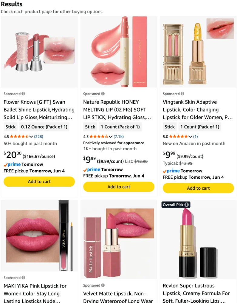 Amazon results screenshot