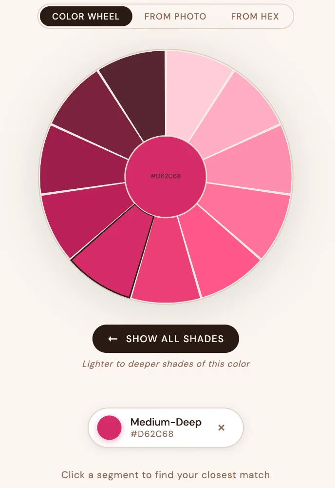 Lighter / deeper of that shade
