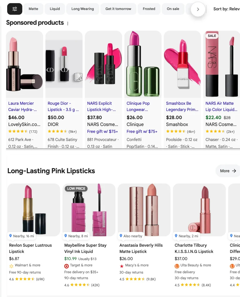 Google Shopping screenshot