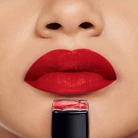 Rouge Dior 999 Satin red lipstick worn on three skin tones