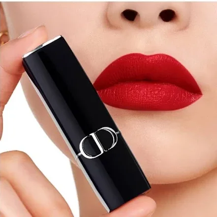 Rouge Dior 999 Satin red lipstick worn on three skin tones